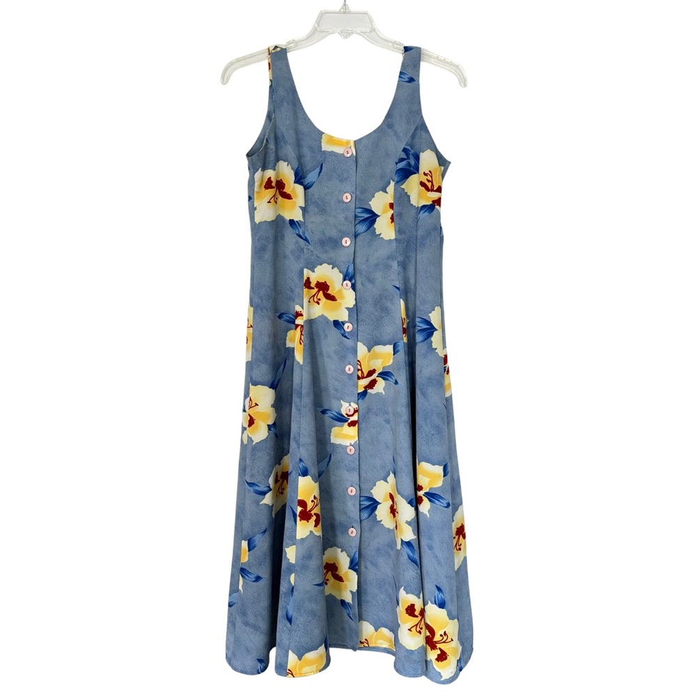Vintage Floral Button Front Midi Dress